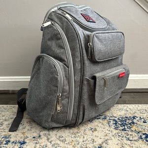 Bag Nation Extra Large Backpack Diaper Bag with Stroller Straps in Grey